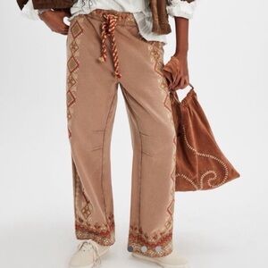 Free People Woodlands Embroidered Sweatpants Small